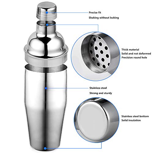 Vegena Cocktail-Shaker-Set, Profi-Bar-Shaker, Set aus Edelstahl, 750 ml, Shaker mit Filter – Bild 3
