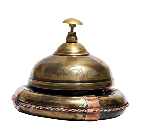 MAH Handcrafted Service Desk Bell Hotel Counter Bell Ornate Solid Brass Hotel Counter Bell Officer Call Bell (Victorian Style) C-3068
