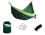 Luxetempo Portable Ultralight Nylon Parachute Double Hammock -Camping Backyard Recreation-8.9 * 4.6 ft Green