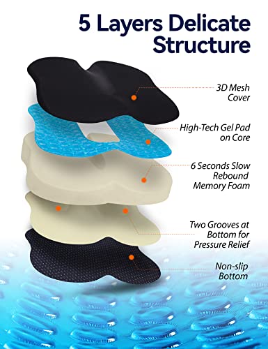 Travel Ease Memory Foam Coccyx Orthopedic Gel Seat Cushion, Seat Cushion for Lower Back Pain and Sciatica Tailbone Pain Relief – Fit for Office Chair, Car Seat, Wheelchair (Black)