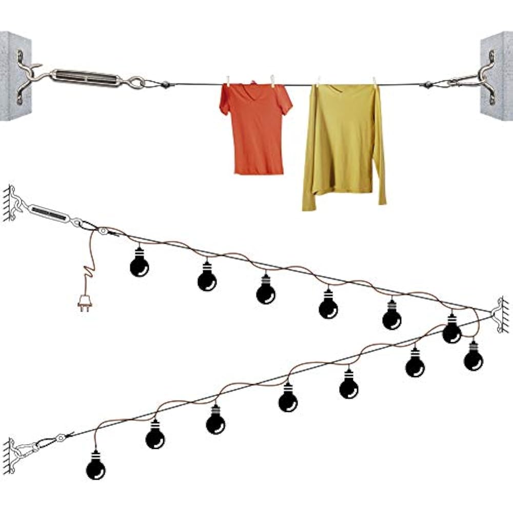 82 Ft Globe String Lights Suspension Kit Stainless Steel Outdoor Guide