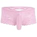 CHICTRY Men's Lace Sissy Pouch Briefs Criss-Cross Back Lingerie Crossdress Underwear Pink Medium(Waist:27.0-39.0