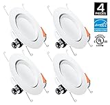 Hyperikon 6 Inch LED Recessed Gimbal Lighting, 75 Watt (16.5W) 5 Inch, Dimmable Downlight, 2700K, 4 Pack