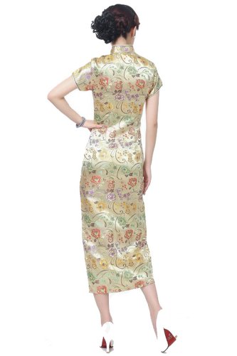 JTC Women's Red Chinese Cheongsam Dress Peacock 1pc - Image 5