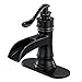 BWE Waterfall Bathroom Faucet Single-Handle One Hole Sink Faucet Deck Monuted Oil Rubbed Bronze Vanity Faucets