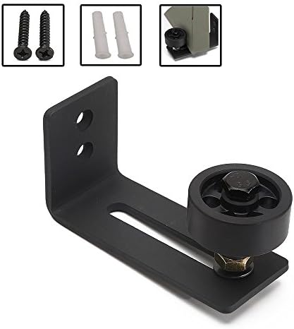 Adjustable Stay Roller Guide Heavy Duty Barn Door Floor Guide MULTAGFY Wall Mounted Door Wheel Hardware for Sliding Door Roller Smooth Durable Black Powder Coated (Round Wheel)