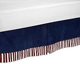 Sweet Jojo Designs Red, White & Blue Vintage Aviator Queen Kids Childrens Bed Skirt