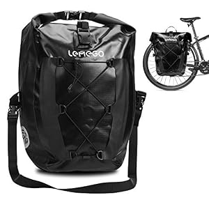 LEMEGO 27L Bike Bag Bike Pannier Bag for Bicycle Cargo Rack Saddle Waterproof Bicycle Rear Seat Bag Portable Shoulder…