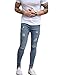Men's Ripped Skinny Denim Jeans Slim Fit Stretch Pencil Pants (W31, Light Blue)
