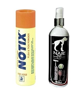 Nap Pet India Notix-P Anti-Tick & Flea Powder 100G With Nappets Violet Lily Deodorizer - 200Ml