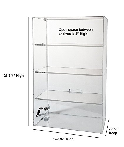 Display Case with Locking Back Door | Acrylic Case (SD213 (w/3 shelves) - 21-3/4H x 13-1/4W x 7-1/2D) - Thumbnail 2