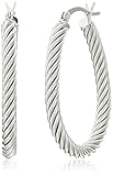 Sterling Silver Braided Oval Hoop Earrings