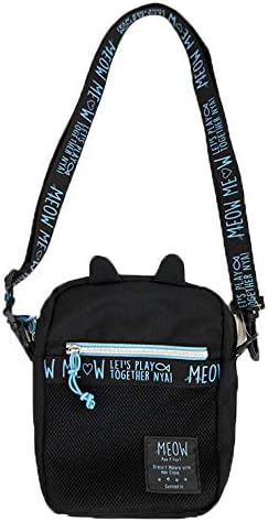 Amazon ショルダーバッグ 小学生 中学生 ガールズ 縦型ショルダー ネコ耳 ねこ ショルダー メッシュポケット 斜め掛け 肩がけ 旅行 レジャー ブルー Angela Carina ショルダーバッグ ポシェット