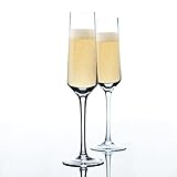 Hand Blown Champagne Glasses - Set of 2 - 100% Lead Free Crystal Clear Champagne Flute Glasses, Perfect Party Cups
