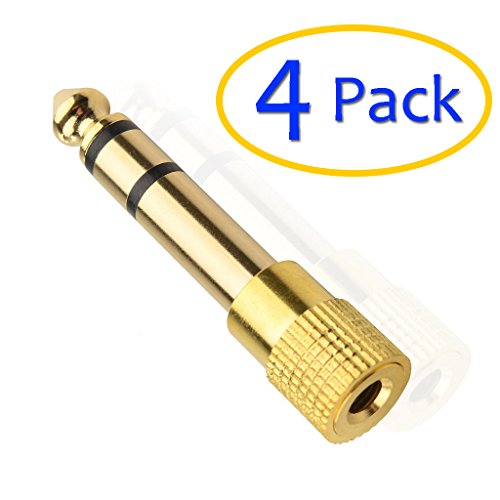 iKKEGOL 1/8 inch 3.5mm Female to 6.5mm 1/4 Male Stereo Microphone Headphone Jack Audio Adapter Plug Connector Gold Plated, 4 Pack