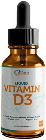 Oasis Herbals Liquid Vitamin D3 Dietary Supplement 1000 IU per Serving for Healthy Bones and Teeth (59 ml)