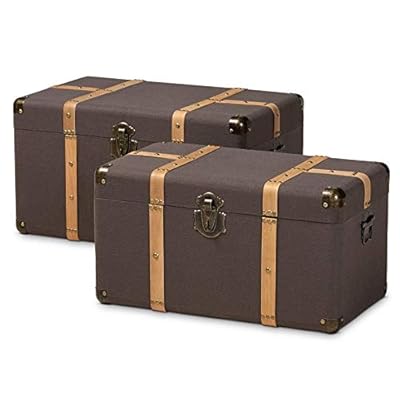 Baxton Studio Stephen Dark Brown Upholstered Trunk Set