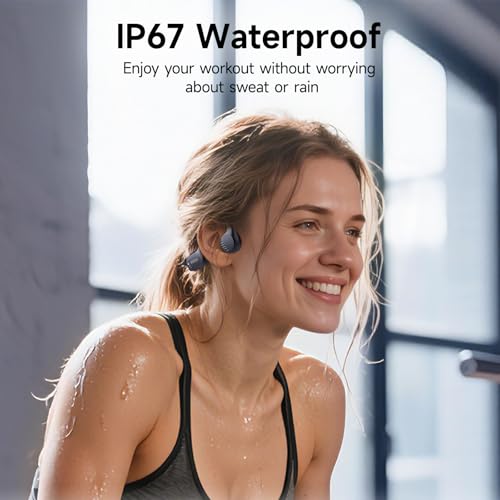 IFECCO Auriculares Conduccion Osea IP67 Impermeables | Cascos Osea con Micrófono,Bluetooth 6.0,para Correr Ciclismo Fitness,Oído Abierto