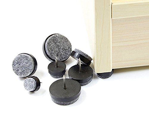 40pcs Furniture Felt Pad Round Heavy Duty Nail-on Slider Glide Pad Floor Protector for Wooden Furniture Chair Tables Leg Feet(Dia 0.7"/18mm,Black)