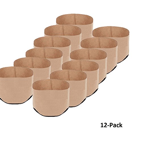 Oppolite 12-Pack 2 Gallon Tan Grow Bags Pots Heavy Duty Fabric Aeration Fabric Pots Grow Bags W/NO Handles (12, 2 Gallon)