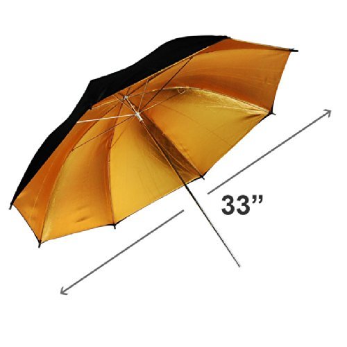 LimoStudio 33" Black & Gold Black/Gold Photo Studio Umbrella Photo Video Umbrella Reflector, AGG129-A - Thumbnail 5