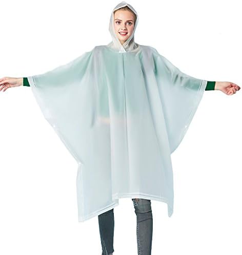 ATEIO Premium Rain Poncho/Rain Cape Coat with Hood Motorcycle Bike Poncho Hiking Unisex Women Men Raincoat EVA Waterproof Reusable Foldable Rain Clothing Coat