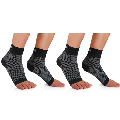 CAMBIVO 2 Pairs Ankle Brace for Sprain, Compression Ankle Sleeves for Men and Women, Socks with Arch Support for Plantar Fasciitis Recovery, Injury, Swelling, Spurs, Achilles Tondon