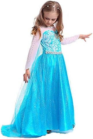 SweetNicole Snow Queen Elsa Princess Party Dress Costume with Accessories