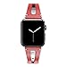 Secbolt 42mm/44mm Leather Bands Compatible with iWatch Band Series 4/5/6 44mm, Series 3/2/1 42mm, Handmade Vintage Leather Bracelet, Hollowed Red