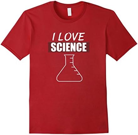 Mens I love science experience gift, laboratory tshirt scientist 2XL Cranberry
