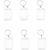 Medsuo 6 PCS Blank Keychain Photo Holders Customized Picture for 1.7 x 1.1" | Double Sided Clear, Acrylic, Personalized Photo Keychain with Split Ring, DIY Craft, AS Gifts, Presents