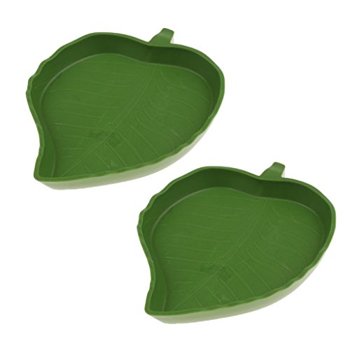 image for D DOLITY 4Pcs Shallow Reptile Amphibians Food Water Dish Corner Bowl f