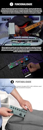 M-VAVE Pedal Multiefeitos para Baixo Profissional TANK-B com Bateria Recarregável, 36 Presets, Bluetooth, Simulador de Amplificador, IR Cab, Gravação em Celular - Efeito Portátil para Estúdio e Palco