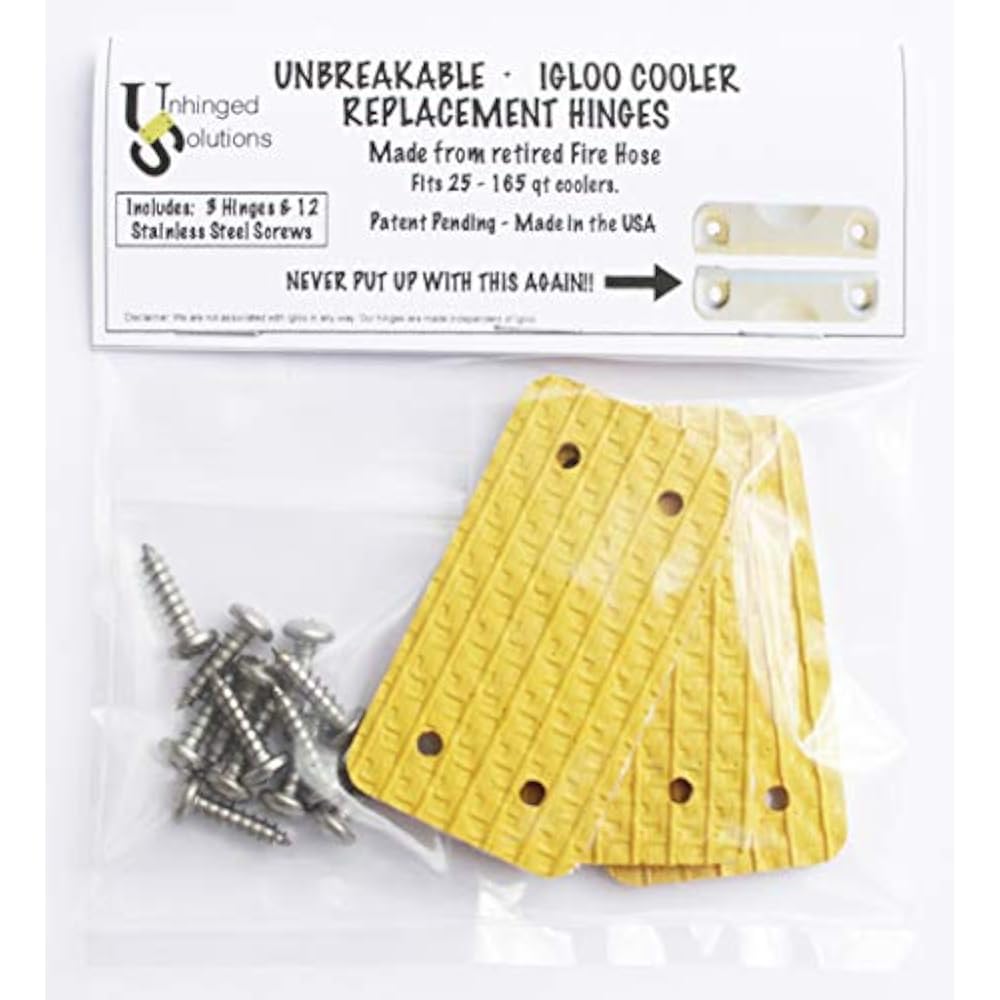 Igloo Cooler Replacement Hinges, (Set 3) Unbreakable, Repurposed Fire