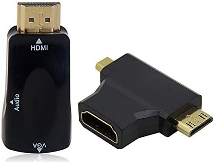 HDMI to VGA Adapter 1080P Active HDMI Male to VGA Female With 3 In 1 Mini Micro HDMI to HDMI Adapter Converter