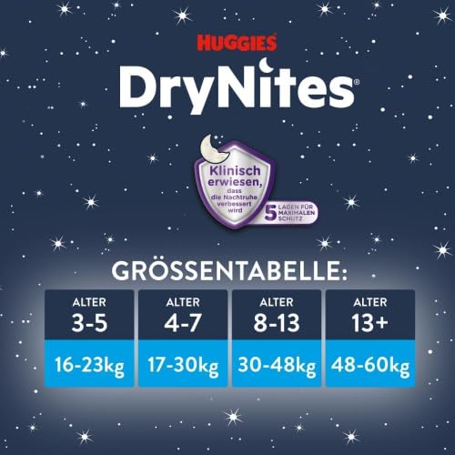 Huggies DryNites Nachtwindeln Mädchen 4-7 Jahre, 64 Stück, Pyjama Pants 6