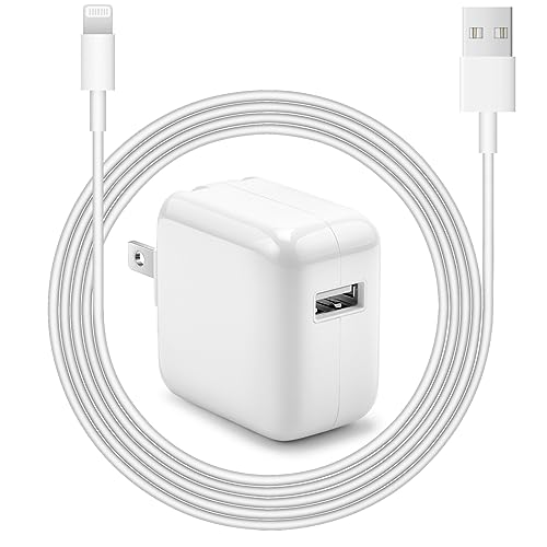 iPad Charger iPhone Fast Charger 12W USB Wall Charger Foldable Portable Travel Plug with USB Charging Modem Cables Compatible with iPhone, iPad, iPad mini, iPad Air 1/2/3, Airpod