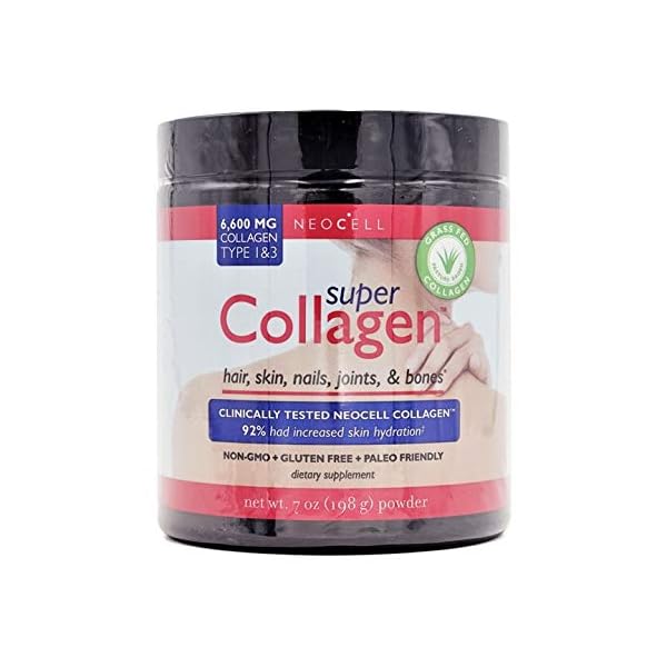 NeoCell Super Collagen Powder, 10g Collagen Peptides per Serving, Gluten Free, Keto Friendly, Non-GMO, Grass Fed, Paleo Friendly, Healthy Hair, Skin, Nails & Joints, Unflavored, 7 Oz