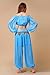ZLTdream Belly Dance Chiffon Long Sleeves Top and Lantern Coins Pants Light Blue