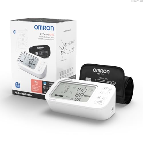 OMRON X7 Smart AFib Oberarm-Blutdruckmessgerät mit App, 2 Benutzer, 22-42cm