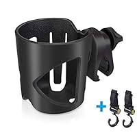 Cup Holder, Baby Stroller Cup Holder, 360 Degree Adjustable Rotating Cup Drink Holder for Walker， Baby Strollers, Bicycles, Strollers, Wheelchairs, Motorcycle（Come with 2 Pram Hooks ）