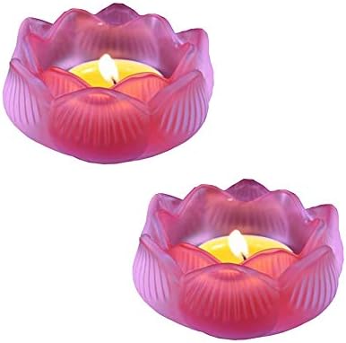 Acrodi Lotus Candle Holders Colorful Candlestick Decoration Pack of 2 (Red)