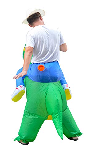 Obosoyo Inflatable Dinosaur Costumes Halloween Cosplay Costumes Gaint Suit for Audlts and Kids Adult Green Dinosaur - Thumbnail 2