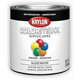 Krylon K05612007 COLORmaxx Paint &amp; Primer, Gloss, White, 1/2 Pt