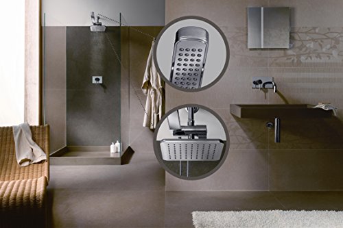 AMG - Manhattan High Pressure Rainfall Shower Head Set (117 Jets - Combined) with Modern Design, Chrome Finish with Water Diverter and Hose.