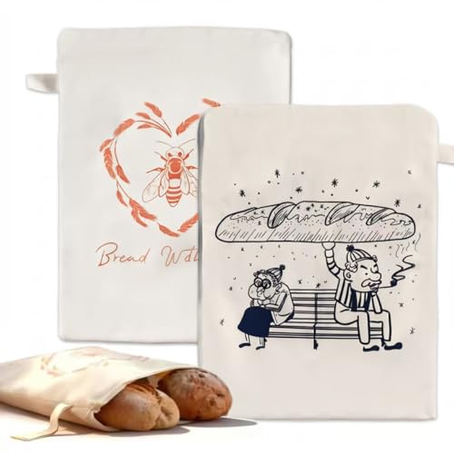 Bread Bags, Pack of 2 43.2 x 33 Reusable Beeswax Bread Bags, which can be used for Bread, Fruit and Vegetables and Others, Food Storage Bags to Stay Fresh