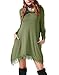 Invug Women Casual Soft Long Sleeve Pockets Lace Stretchy Swing T-Shirt Dress Army Green XL