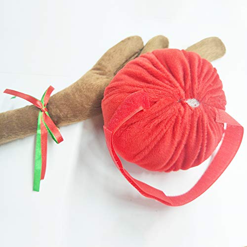 Holoras Christmas Car Reindeer Antlers and Nose Decorations Kit Vehicle Costume Plush Rudolf Red Nose Deer Antlers Auto Accessories