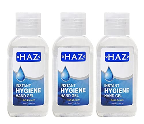 HAZ Instant Hygiene Hand Sanitiser Gel, Anti-Bacterial Hand Gel, 62% Alcohol Based, Kills 99.9% of Germs & Bacteria with Anti Viral Action, Medical Grade, Quick Drying Formula, Kind to Skin
