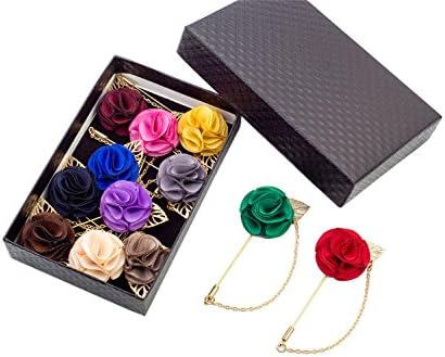 Unibuy Men's Handcraft lapel Flower Boutonniere Pin With Gift Box